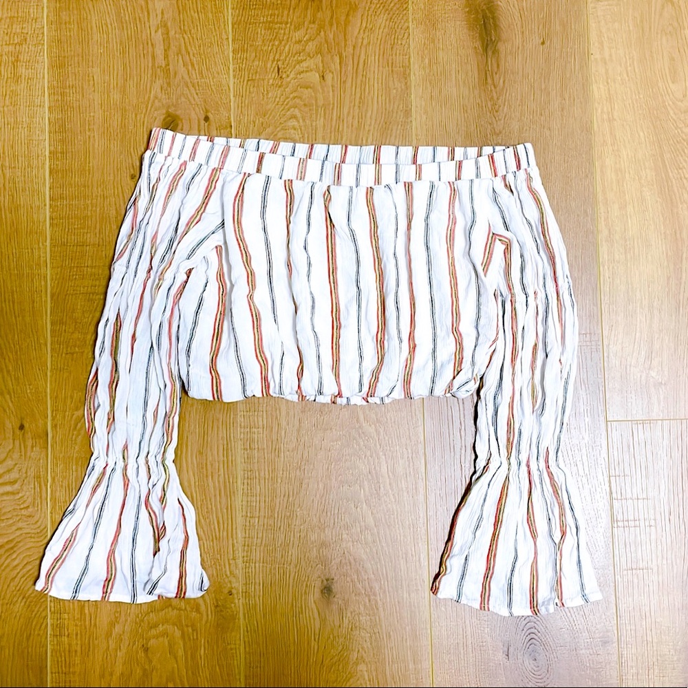 Multi Color Stripe Off-Shoulder Top
